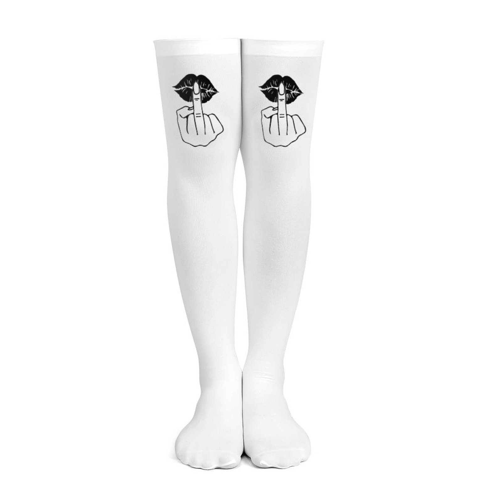 Ladies' white middle finger, r - đánh giá và giá Knee High Sock Women