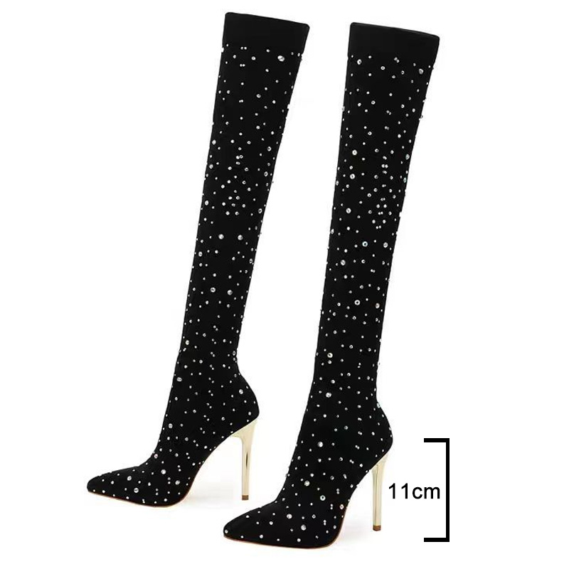 Rhinestone Slim Leg Stretch So - đánh giá và giá Knee High Sock Women