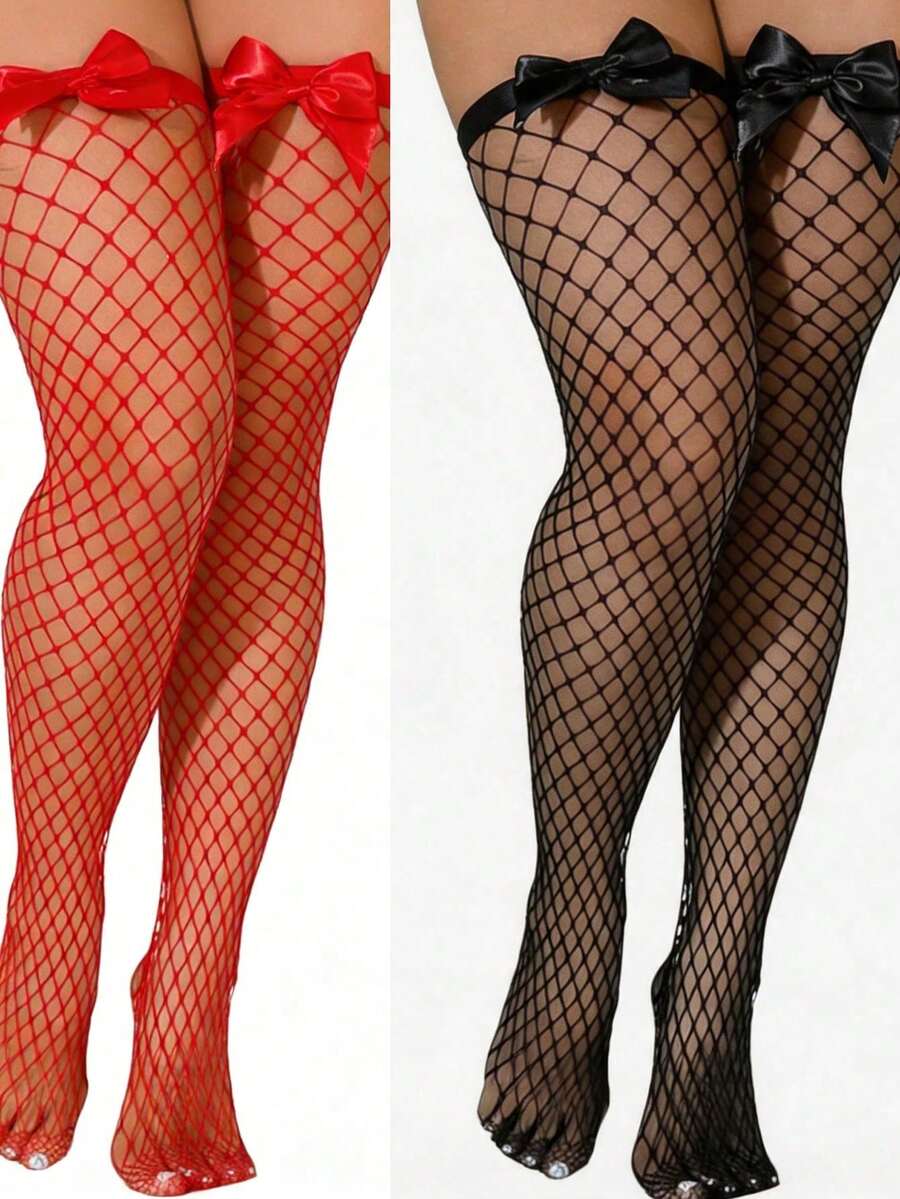 Bow Decor Fishnet Thigh High S - đánh giá và giá Knee High Sock Women